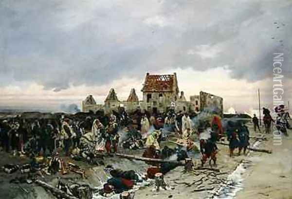 Bivouac at Le Bourget after the Battle of 21st December 1870 1872 5 Oil Painting - Alphonse Marie de Neuville