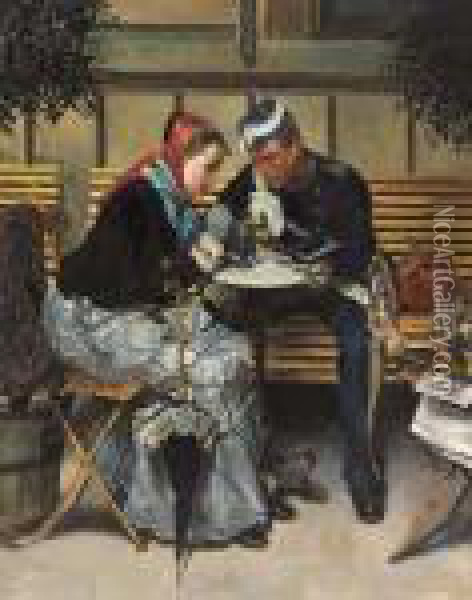 Soldato Con Fanciulla Oil Painting - Vilhelm J. Rosenstand