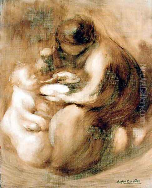 The Beakful, c.1900 Oil Painting - Eugene Carriere