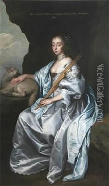 Portrait Of Lady Mary Villiers Oil Painting - Sir Anthony Van Dyck