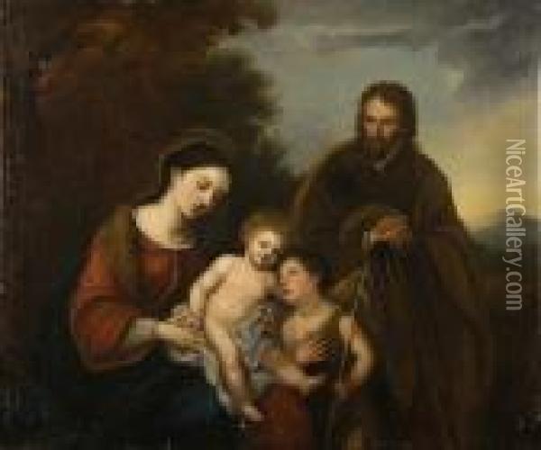 The Holy Family With The Infant St John The Baptist Oil Painting - Bartolome Esteban Murillo
