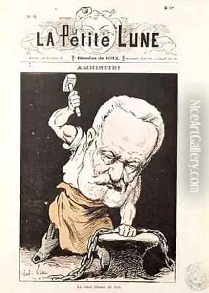 Caricature of Victor Hugo 1802-85 from the front cover of La Petite Lune Oil Painting - Andre Gill