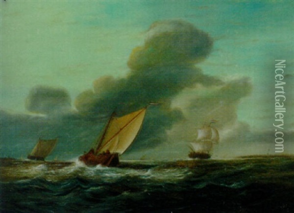 Shipping In An Estuary Oil Painting - Jan van Os
