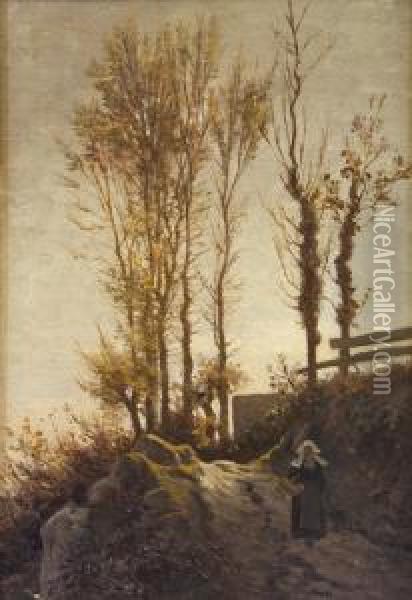 Returning Home At Dusk Oil Painting - C.Samuel Taylor