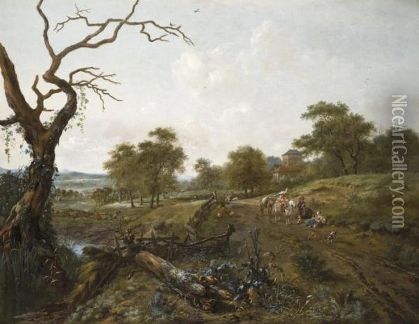 An Extensive Pastoral Landscape Oil Painting - Jan Wijnants