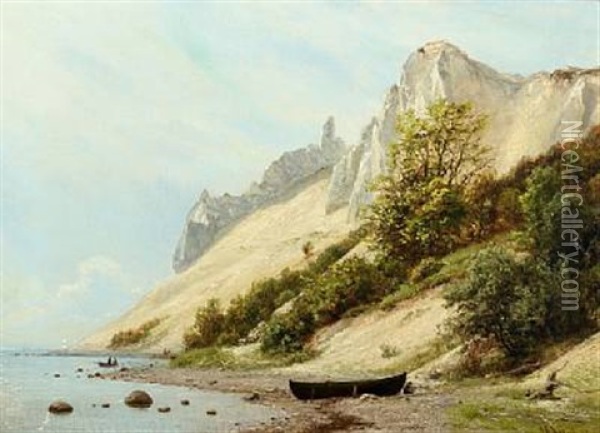 Moens Klint. Sommerspiret Og Graederen Oil Painting - Georg Emil Libert