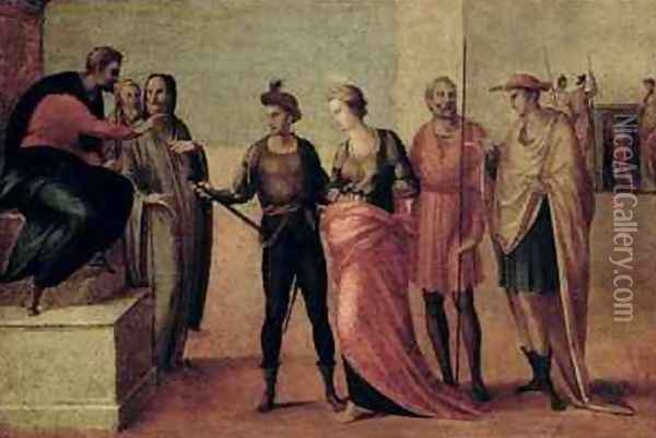The Sentencing of St Lucy Oil Painting - Francesco Granacci