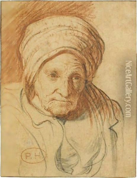 Head Of An Old Woman (Rembrandt's Mother) Oil Painting - Jan Lievens