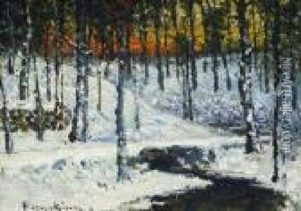 Winter Stream Oil Painting - John Joseph Enneking