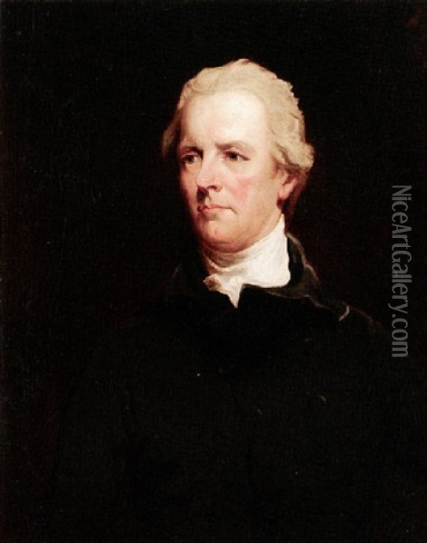 Portrait Of William Pitt Wearing A Dark Grey Coat And White Stock Oil Painting - Sir John Hoppner