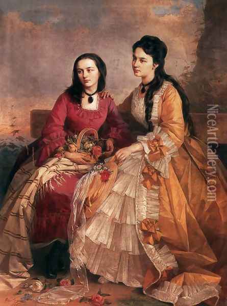 Sisters 1871 Oil Painting - Gyorgy the Elder Vastagh