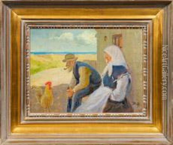 Altes Fischerpaar Inskagen Oil Painting - Michael Ancher