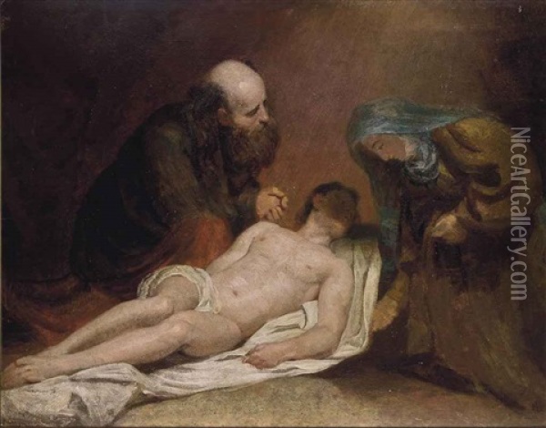 Lamentation Over The Dead Christ Oil Painting - William Etty