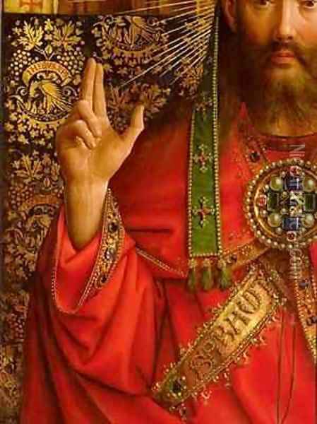 God the Father detail from the central panel of the Ghent Altarpiece Oil Painting - Hubert & Jan van Eyck