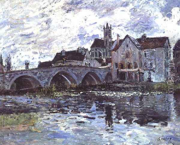 The Bridge of Moret-sur-Loing, 1887 Oil Painting - Alfred Sisley