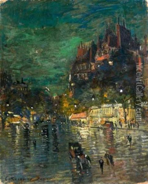 Les Grands Boulevards, La Nuit Oil Painting - Konstantin Alexeievitch Korovin