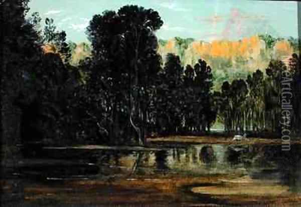 A Wooded Landscape at Sunset Oil Painting - Francis Danby