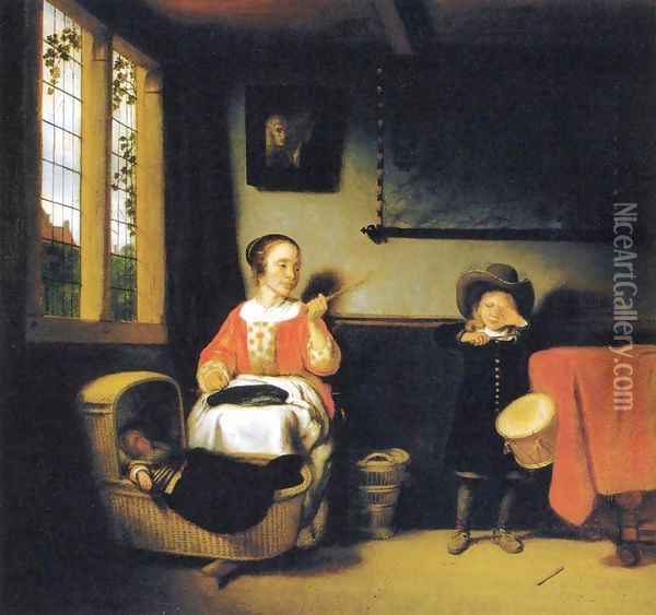 The Naughty Drummer Boy Oil Painting - Nicolaes Maes