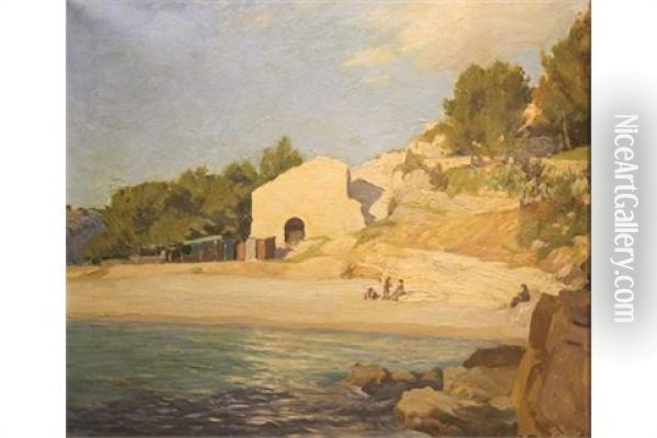 Beach Near Cassis Oil Painting - Dermod O'Brien