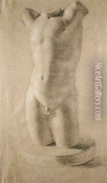 Torso of a Young Man on round plinth, 1800 Oil Painting - Philipp Otto Runge