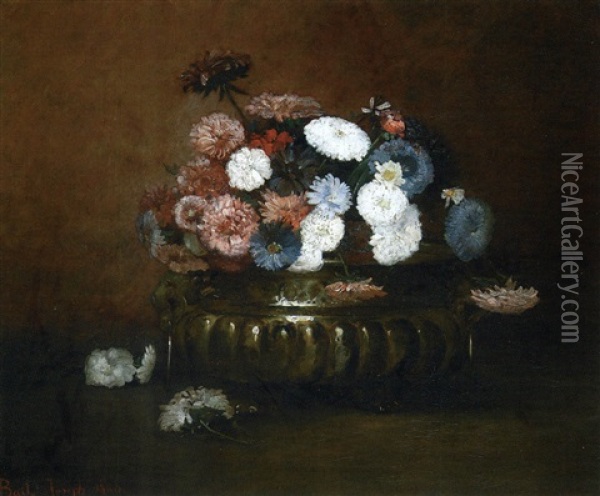 Fleurs Des Champs Dans Un Chaudron Oil Painting - Joseph Bail