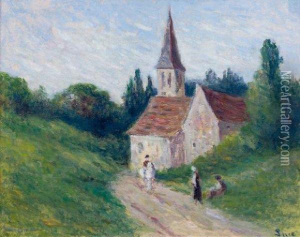 La Petite Eglise. Oil Painting - Maximilien Luce