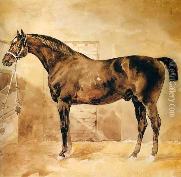 English Horse in Stable Oil Painting - Theodore Gericault