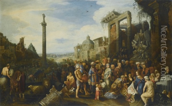 The Adoration Of The Magi Oil Painting - Willem van Nieulandt the Younger