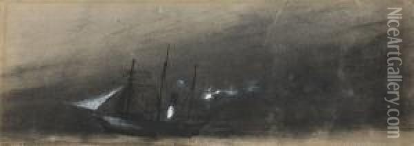 Goelette Mixte Au Crepuscule Oil Painting - Victor Hugo