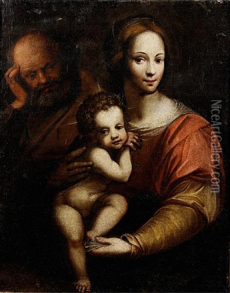 The Holy Family Oil Painting - Giovanni Battista Benvenuto