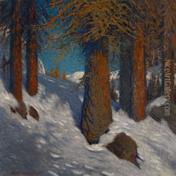 Winterwald Oil Painting - Hans am Ende
