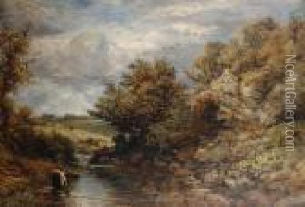 Woman By A River Oil Painting - George Vicat Cole