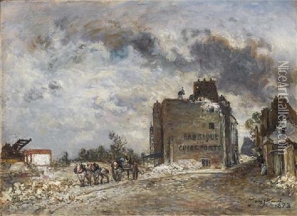 Demolition De La Rue Des Francs-bourgeois, Paris Oil Painting - Johan Barthold Jongkind