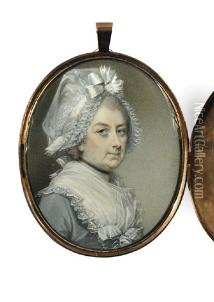 Portrait Of Mrs Elizabeth Theobald (c.1725-1796) Oil Painting - Jeremiah Meyer