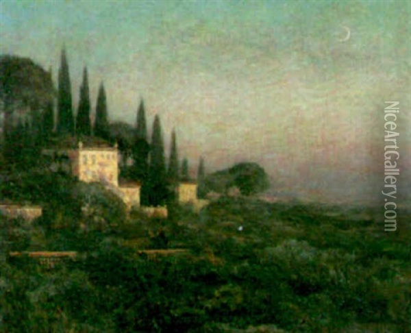 Twilight, Villa Rurpon, Florence Oil Painting - James Carroll Beckwith