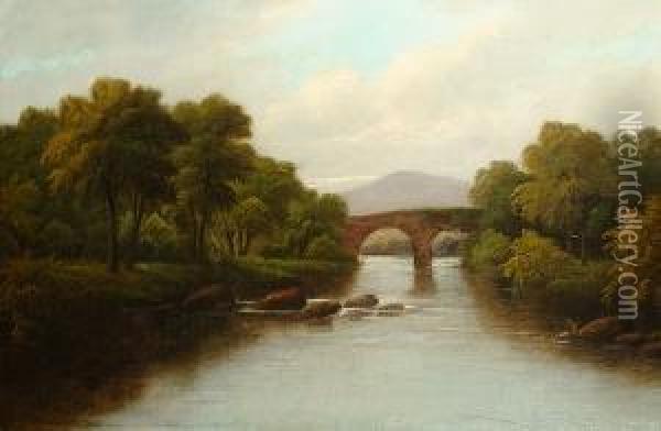 A River Landscape Oil Painting - Etty Horton