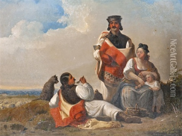 Piheno Pasztorcsalad Oil Painting - Ferenc (Franz) Ujhazy