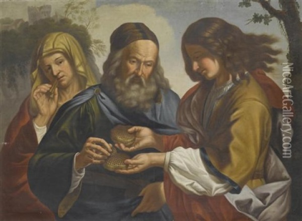 Samson Bringt Seinen Eltern Honigwaben (after Guercino) Oil Painting - Xaver Hecht