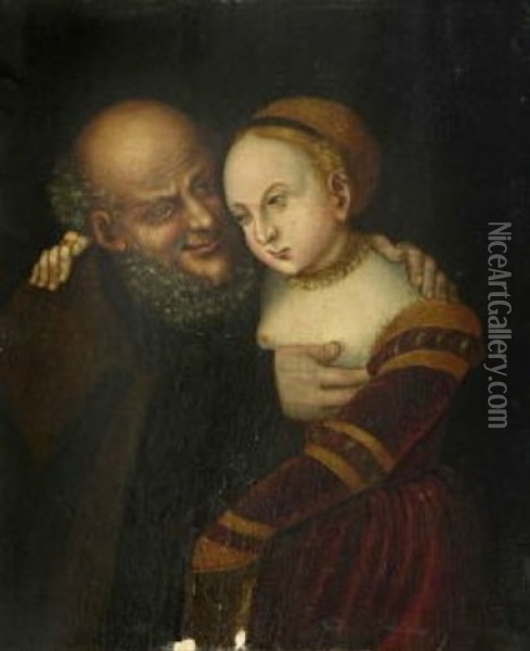 Der Verliebte Alte Oil Painting - Lucas Cranach the Elder