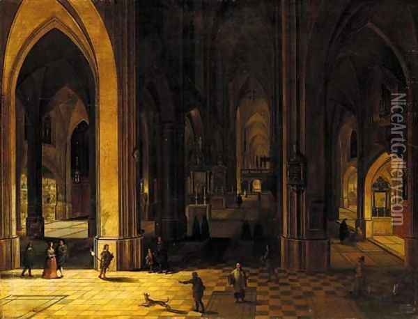 The interior of a Cathedral Oil Painting - Peeter Neefs Ii