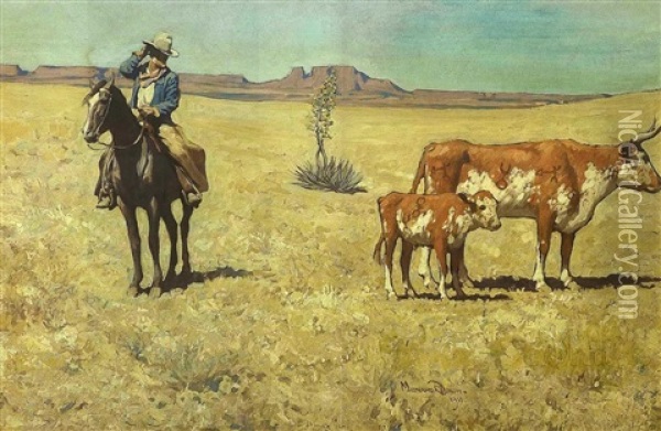 The Puzzled Cowboy Oil Painting - Maynard Dixon
