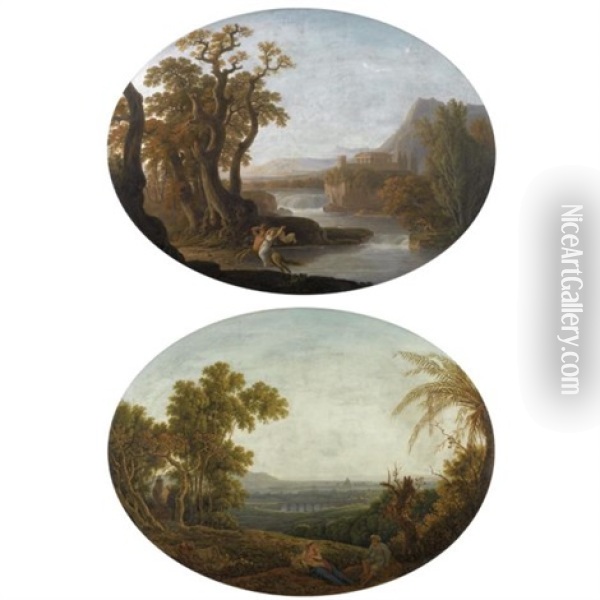 The Rape Of Deianera (+ Rest On The Flight To Egypt; Pair) Oil Painting - Jacob More