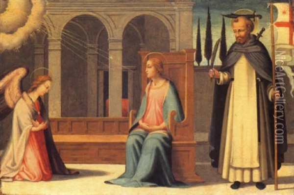 Annunciazione Con San Pietro Martire Oil Painting - Paolo Paolino