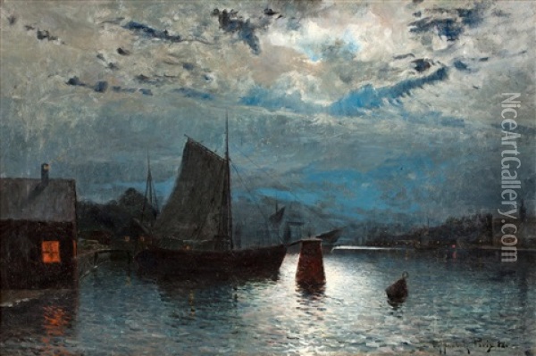 Flodlandskap I Mansken Oil Painting - Olof Krumlinde