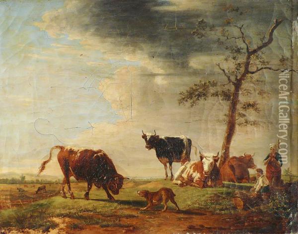 La Defense Du Troupeau Oil Painting - Jean Baptiste Berre