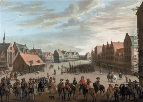 Le Licenciement Des Troupes Mercenaires A Utrecht Le 31 Juillet 1618 Oil Painting - Joost Cornelisz. Droochsloot