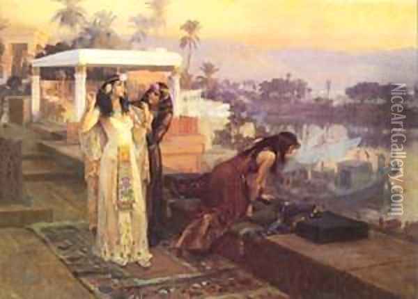 1896 Cleopatra on the terraces of Philae Oil Painting - F. A. Bridgeman