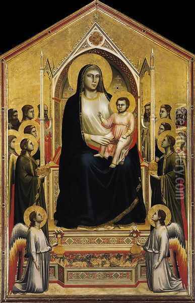 Ognissanti Madonna (Madonna in Maesta) c. 1310 Oil Painting - Giotto Di Bondone