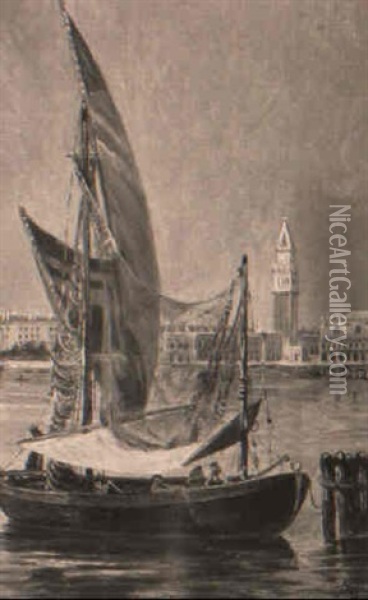 A Fishing Boat, Venice Oil Painting - Antonietta Brandeis