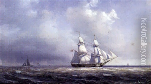 Sejlskibe Pa Havet Oil Painting - Daniel Hermann Anton Melbye